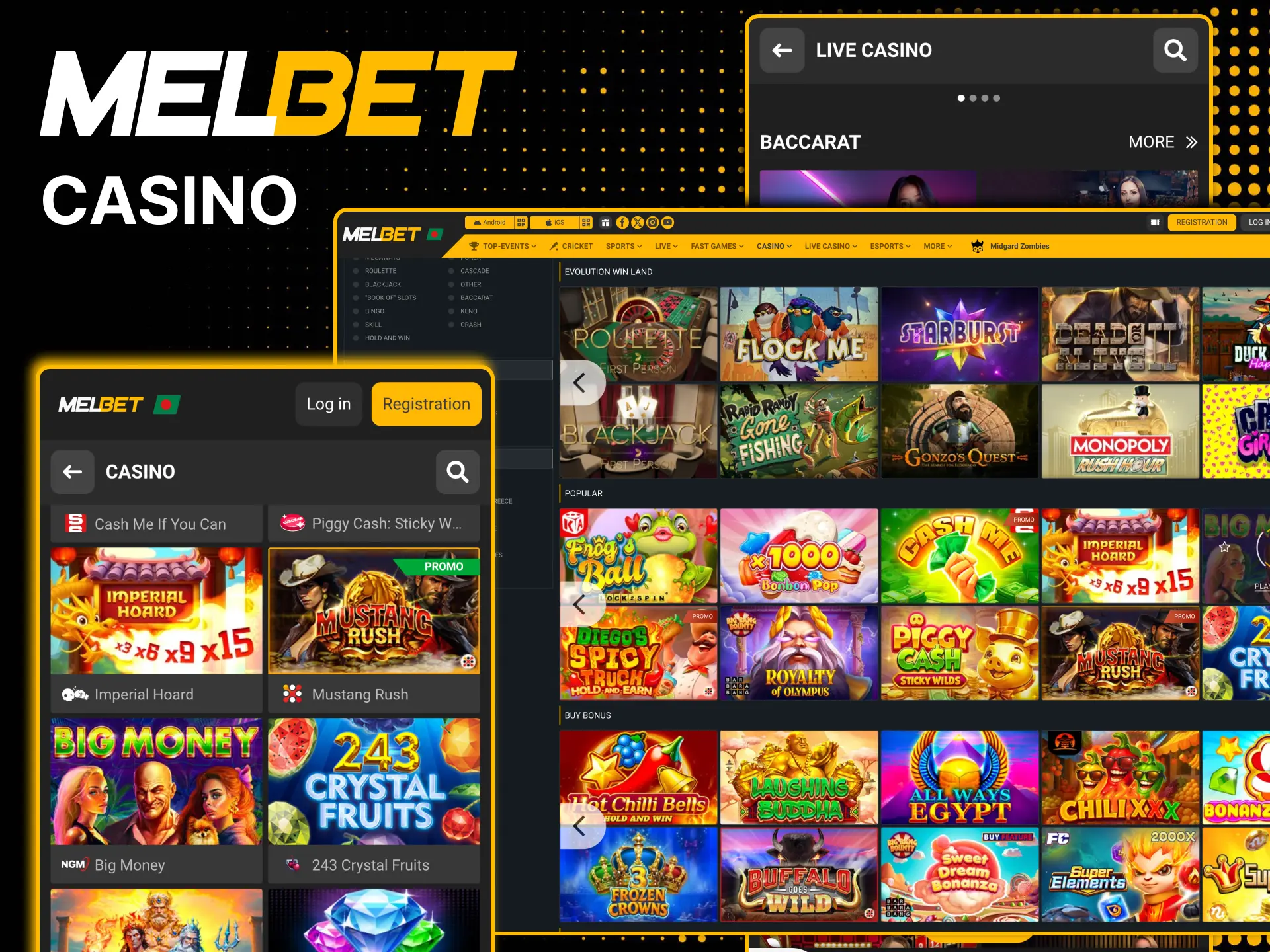 Explore 5,000+ Melbet casino games from leading providers.