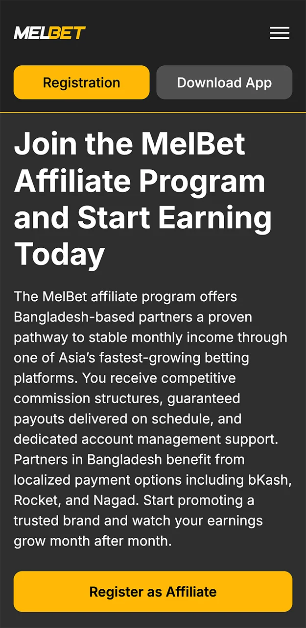 Become a Melbet partner.
