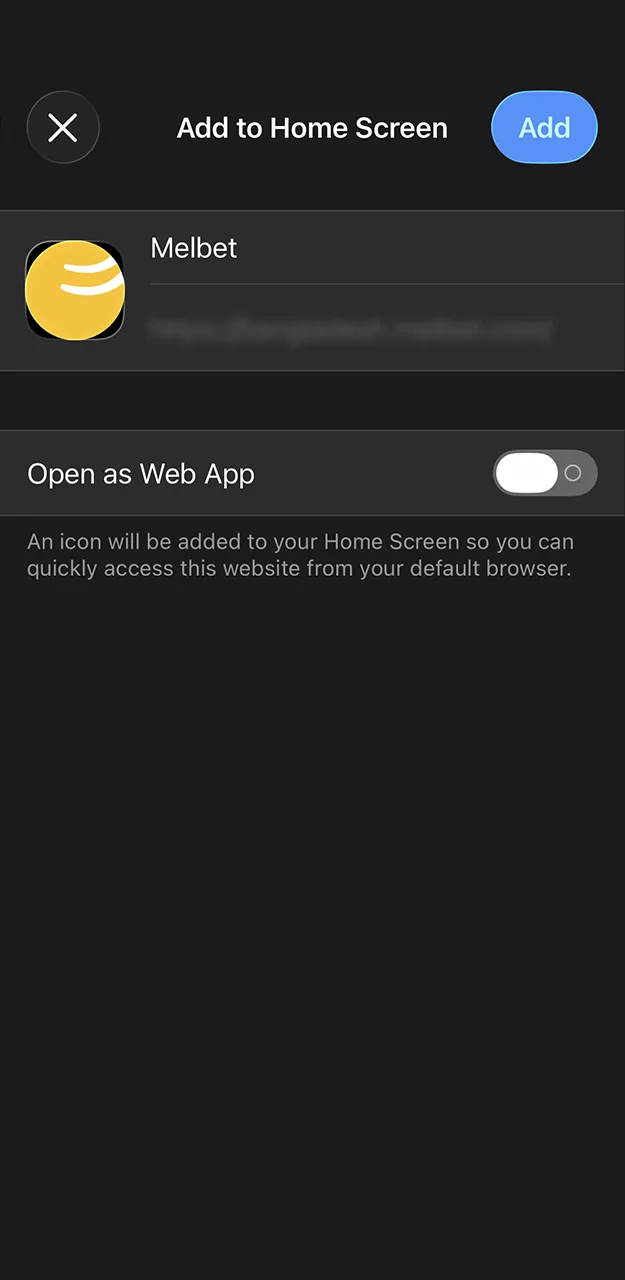 Choose a name for the Melbet app.
