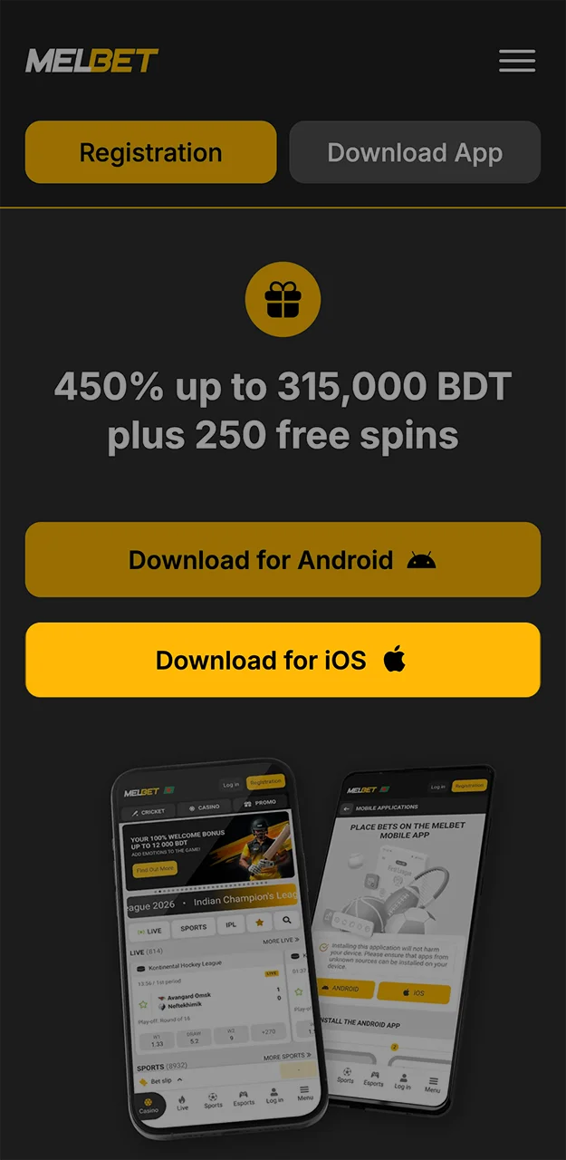 Start the installation process for the Melbet app for iOS.