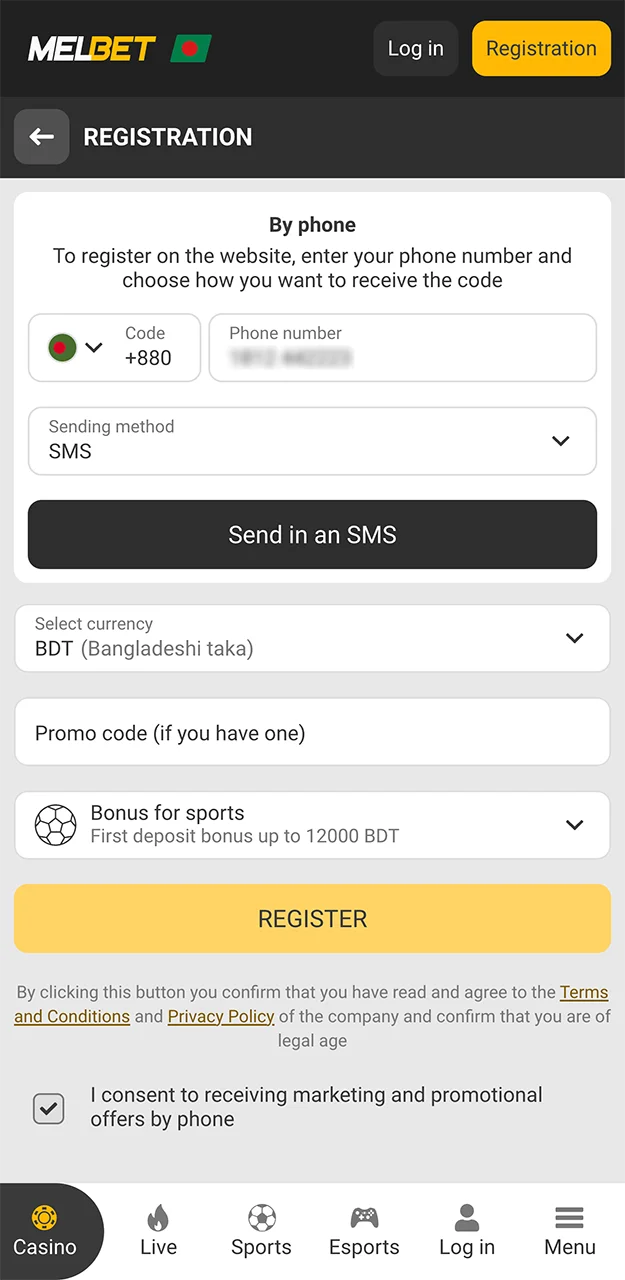 Any user can easily register with Melbet.