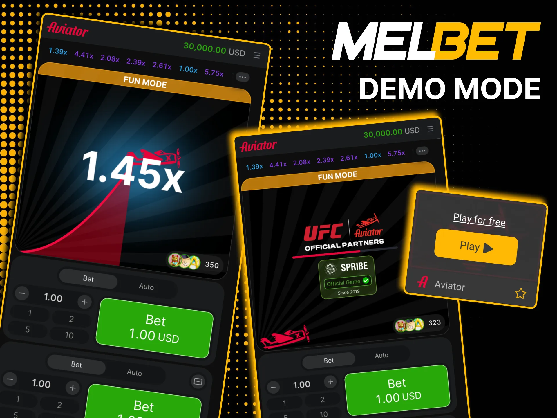 Melbet demo lets you play risk-free with virtual currency.