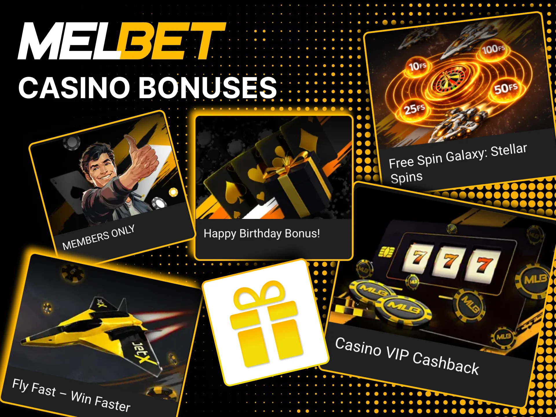 Weekly Melbet free spins bonus for slot players.