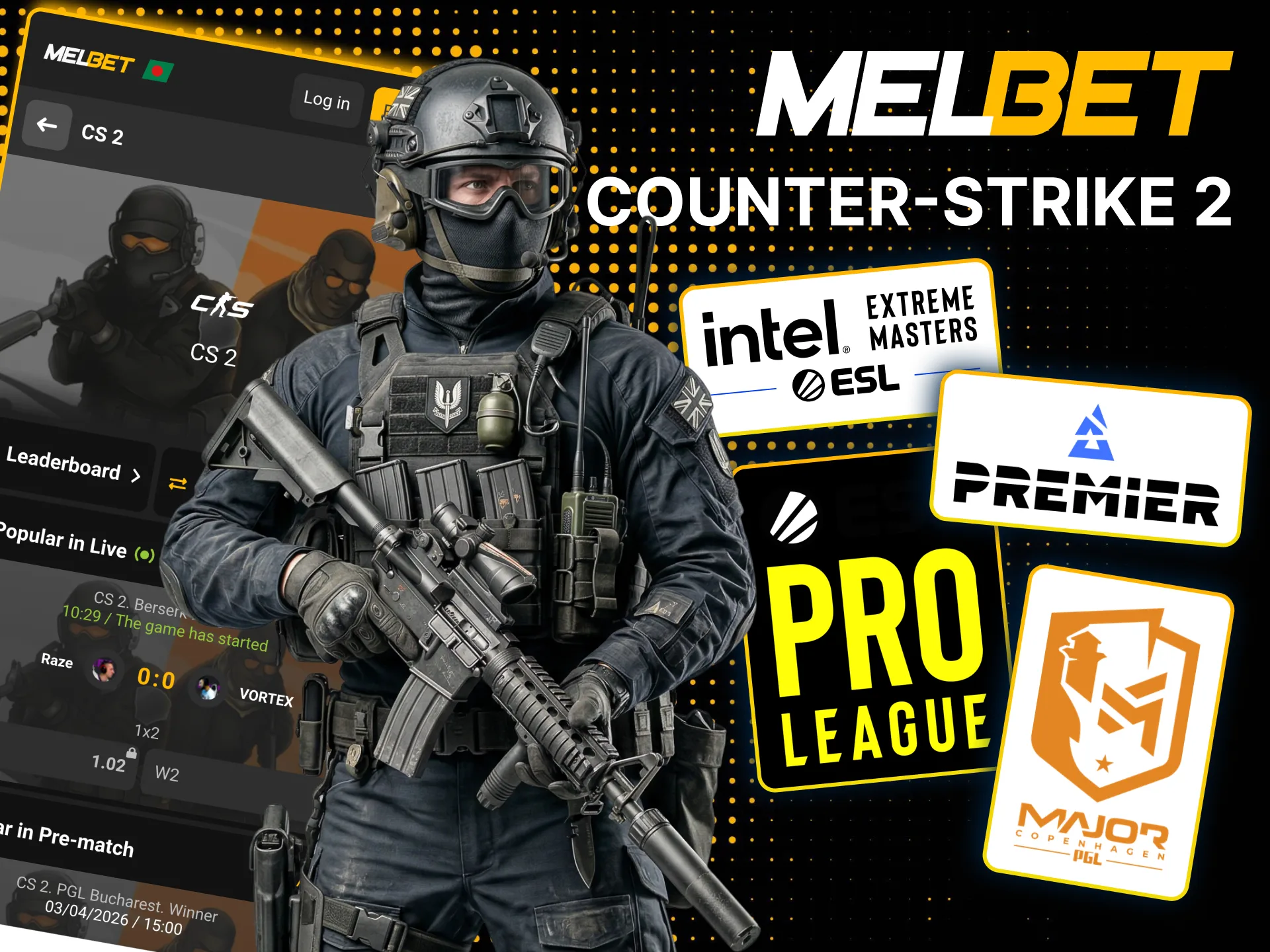 Bet on CS2 matches with Melbet pre‑match and live markets.