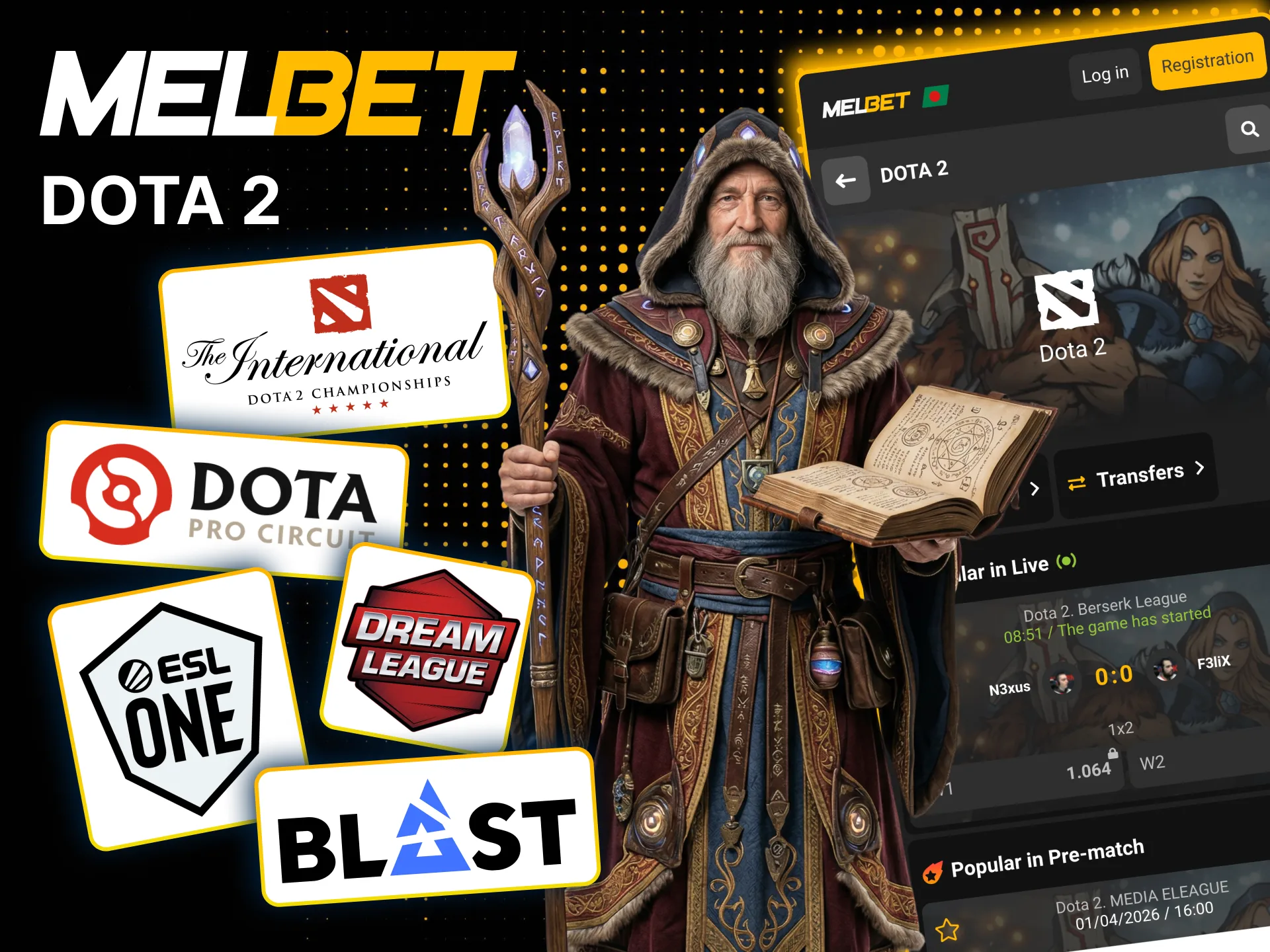 Bet on Dota 2 tournaments at Melbet.