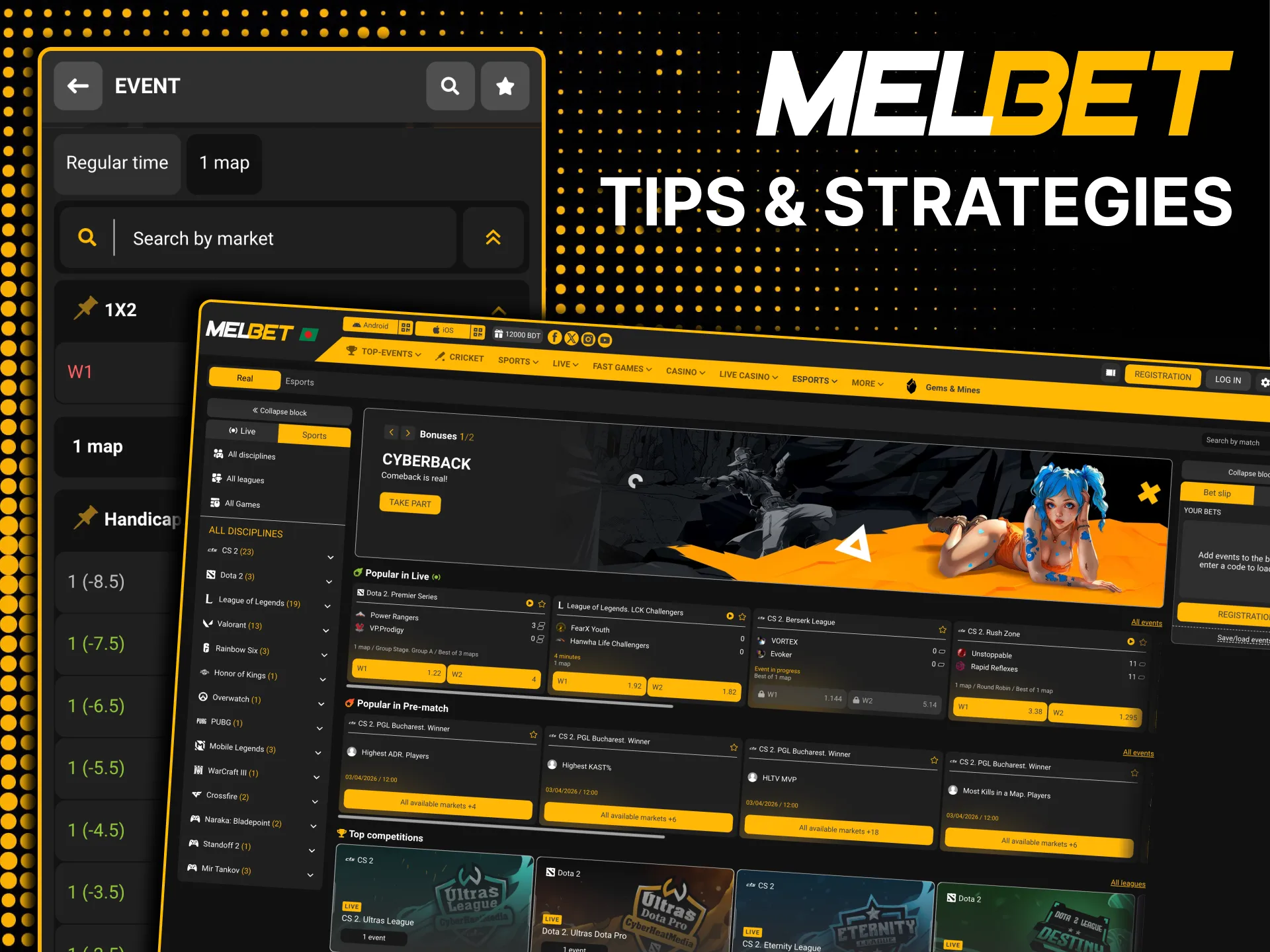 Research team form before placing Melbet esports wagers.
