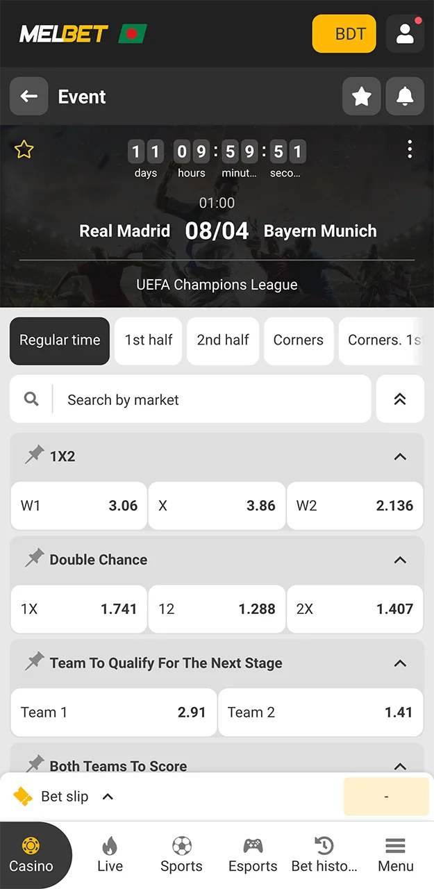 Explore the football betting options available on the Melbet app.