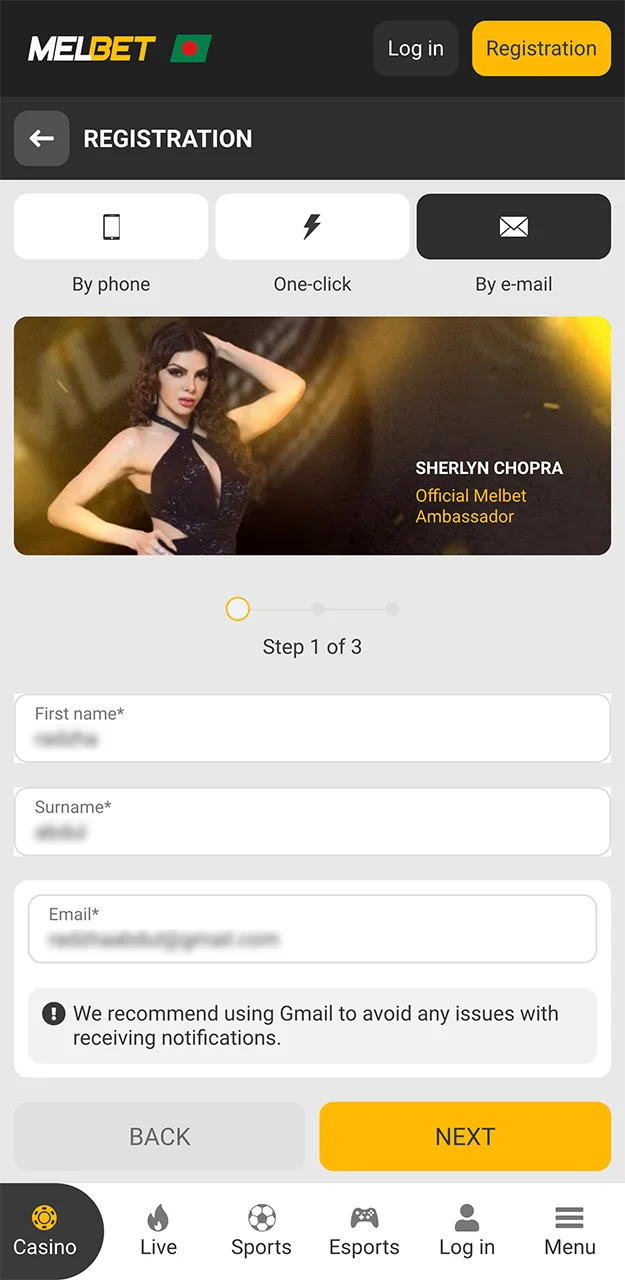 It only takes a few clicks to register an account with Melbet.