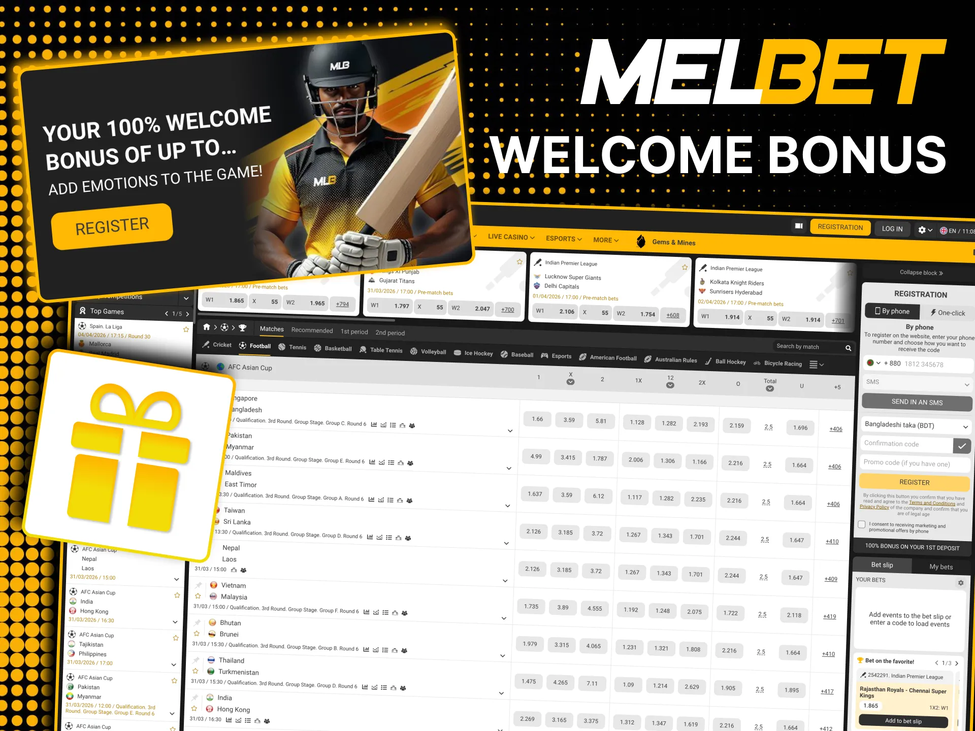 Bet with Melbet football bonus on Champions League matches.