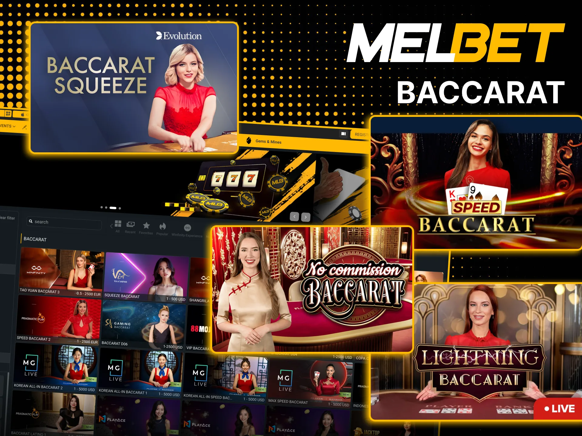 Lightning Baccarat offers fast play at Melbet casino.