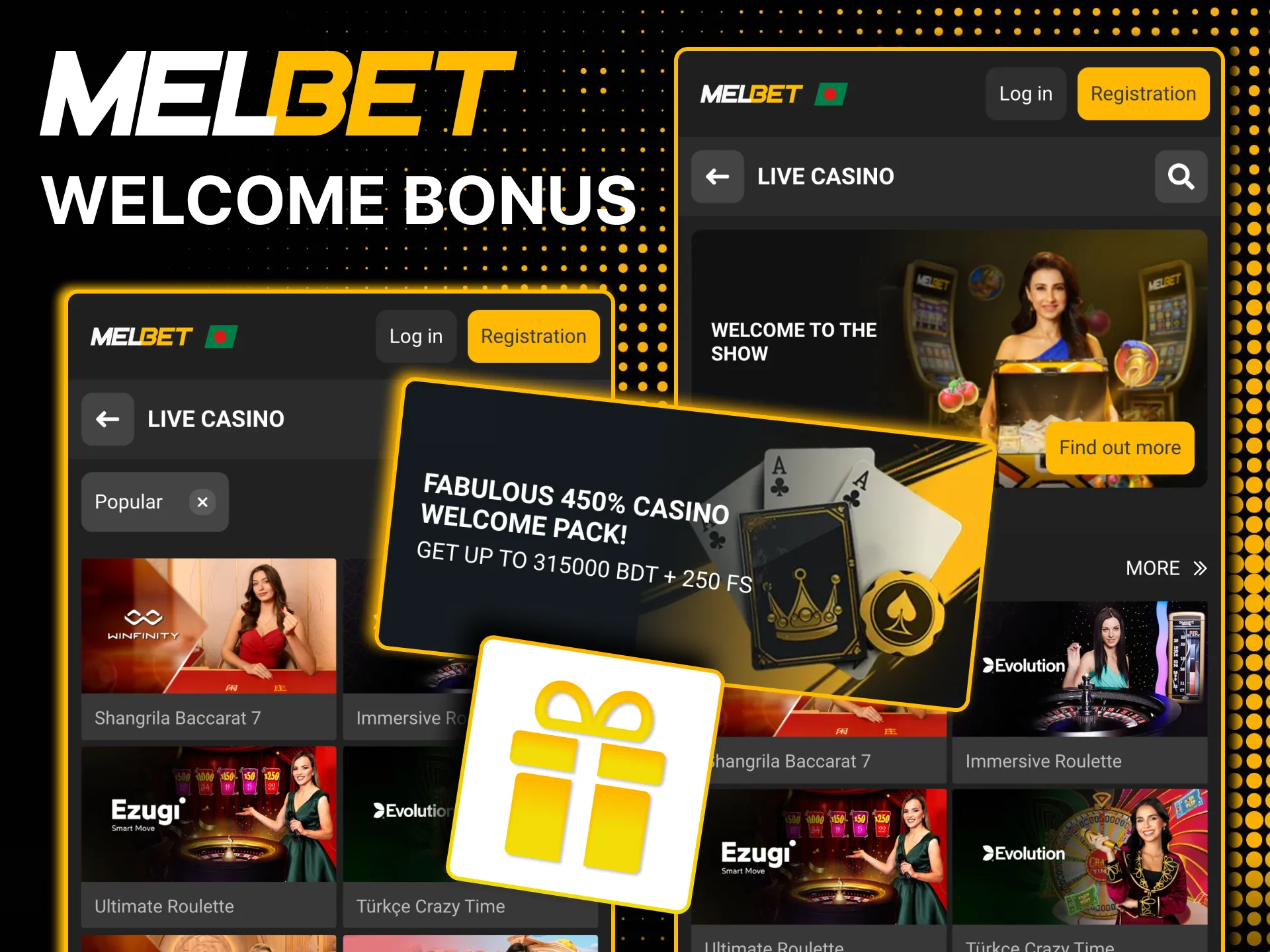 Register and deposit to unlock Melbet casino bonus.