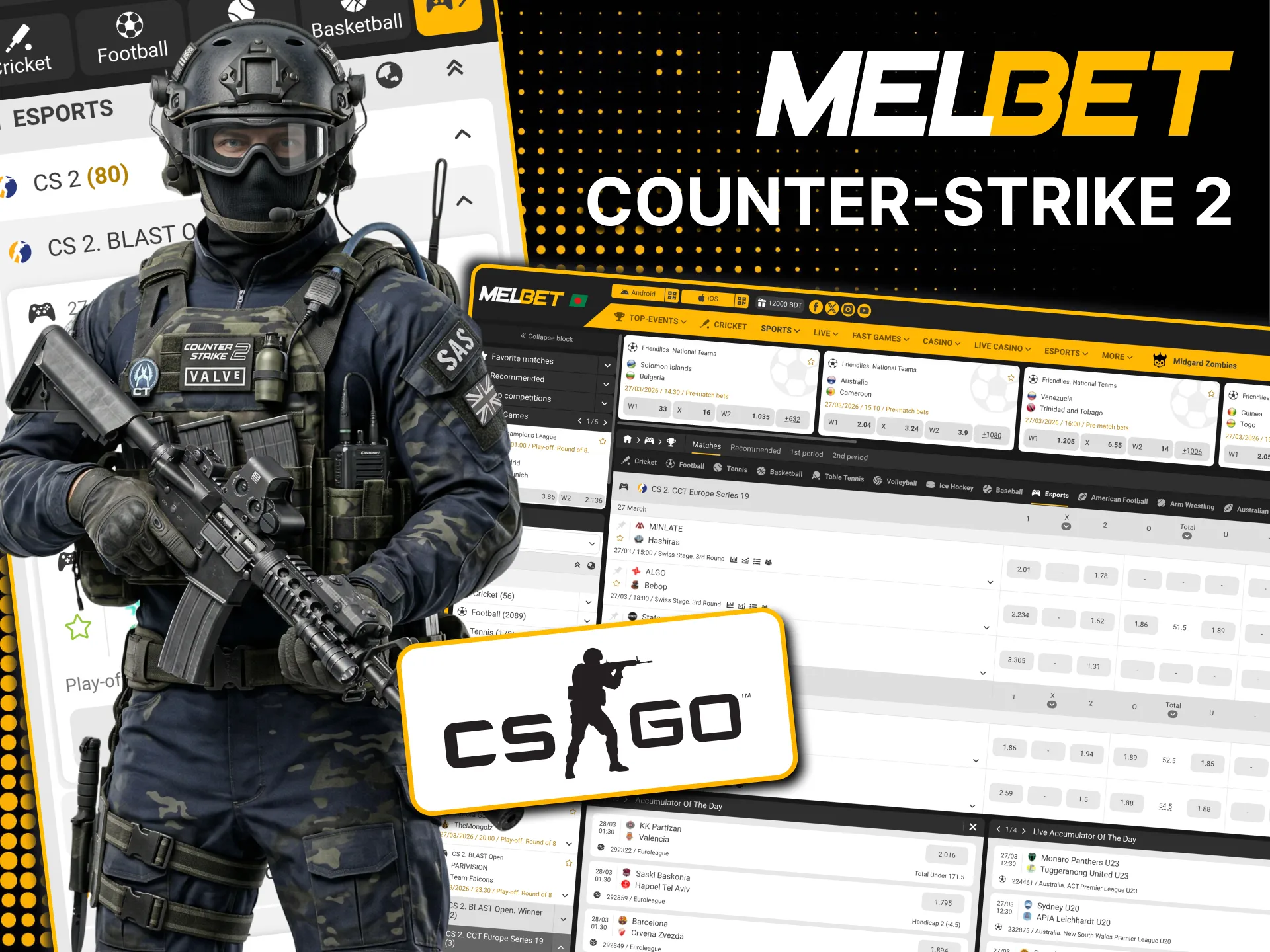 Competitive CS2 odds and live tournament coverage available at Melbet.