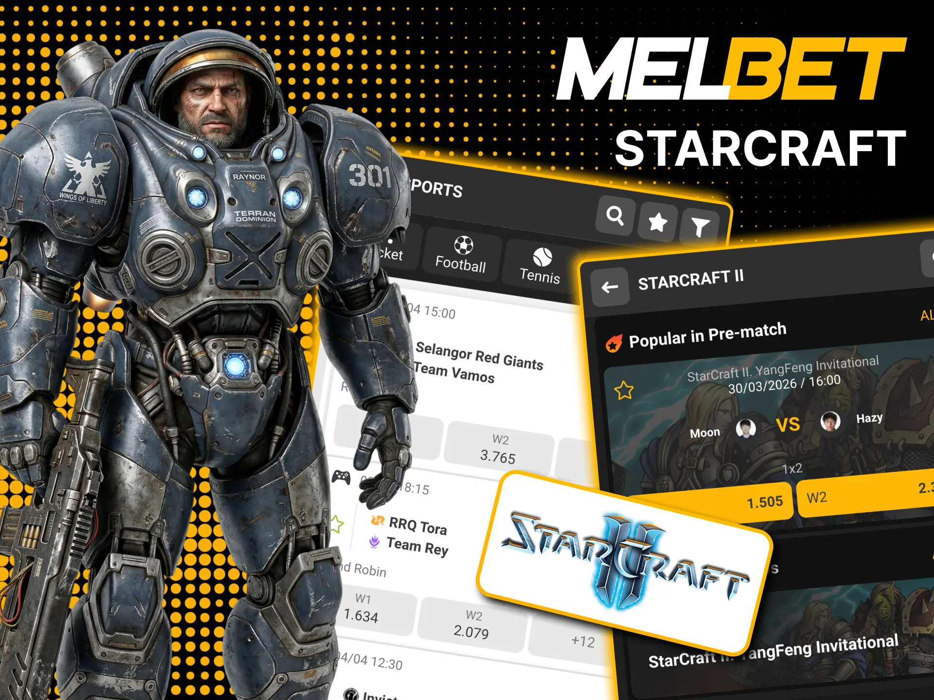 Bet on Starcraft tournaments and leagues at Melbet.
