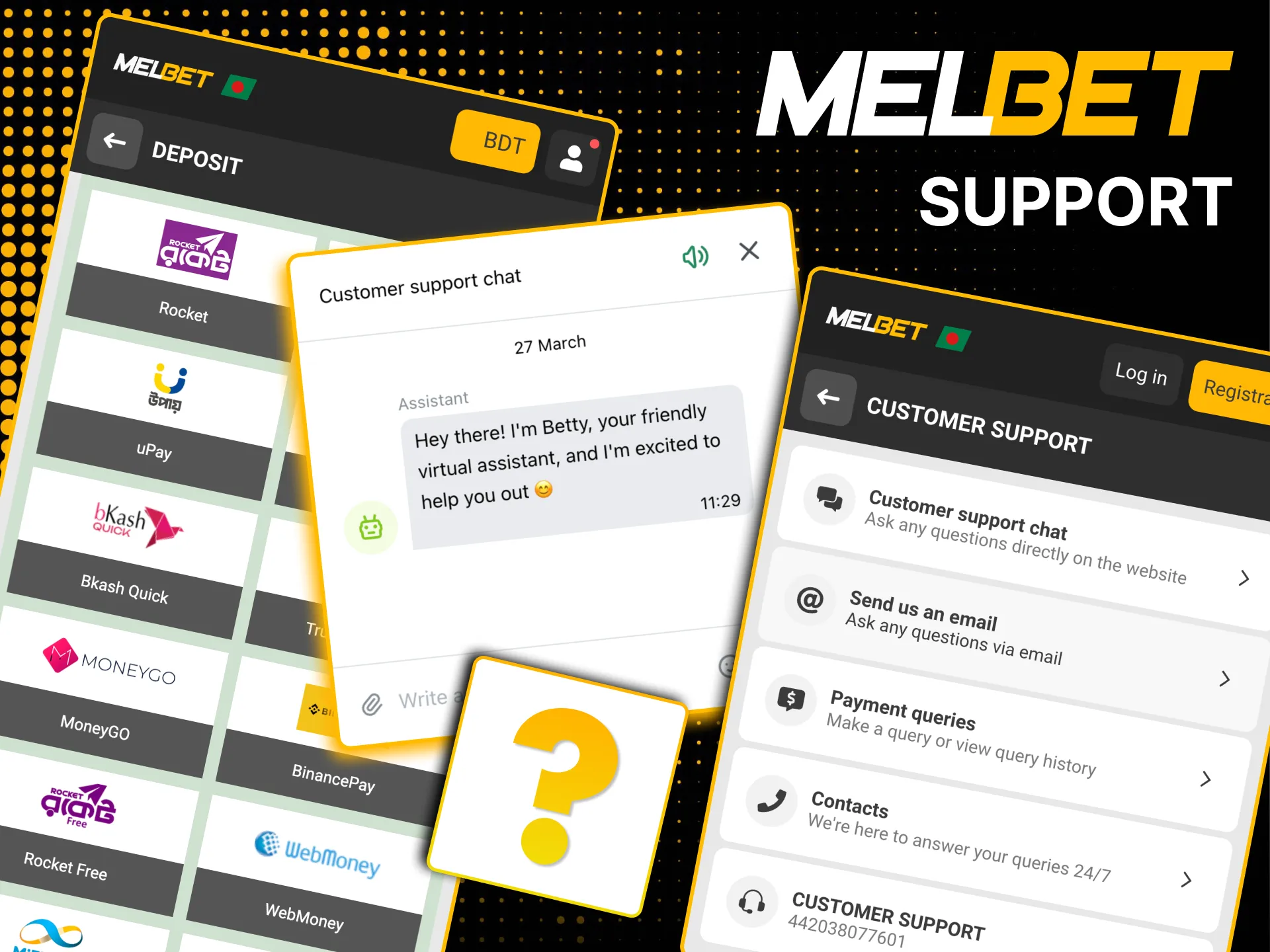 Browse Melbet help center for payment FAQs.