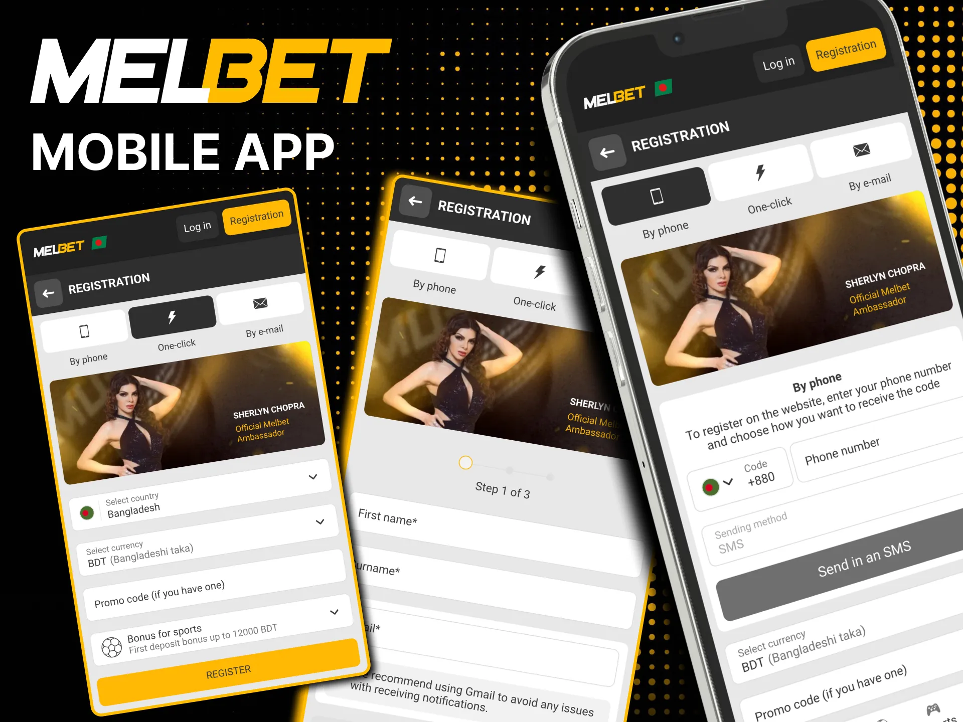 Tap registration button after downloading Melbet app.