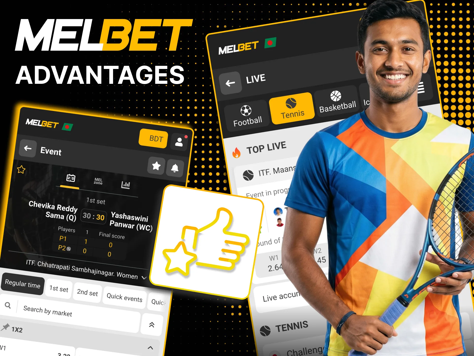 Live ATP and WTA streaming available on Melbet.